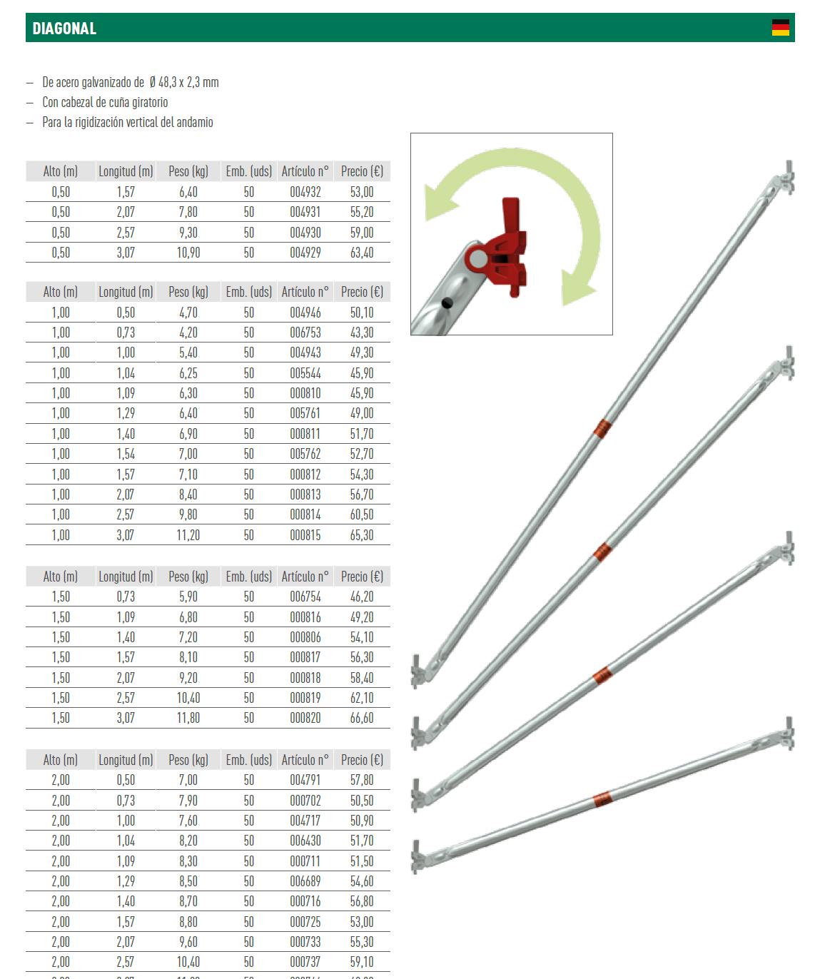 CO DIAGONAL VERTICAL L 2,07 X H 2,00 M